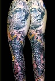 Módne osobnosti čiernej a bielej európskej a americkej kvetinové paže tetovanie vzor obrázky