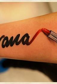 Handwriting a creative lipstick writing letter tattoo