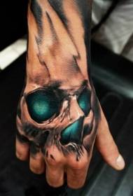 Mysterious skull tattoo pattern on the back of the hand