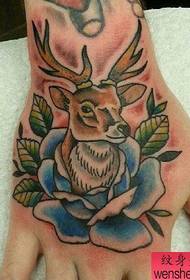 Hand colored antelope tattoo pattern