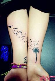 Flying dandelion bird tattoo image