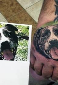 Hand back painted realistic dog portrait tattoo pattern