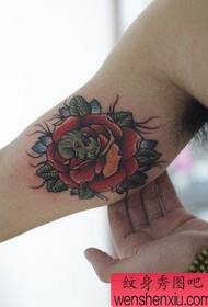 Male arm fashion stylish rose tattoo pattern