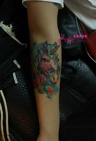 Personality wearing glasses unicorn tattoo pictures