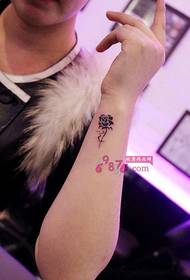 Creative black rose wrist small tattoo picture