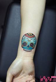 Colorful little skull wrist fashion tattoo pictures