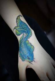 Rich squid hand back tattoo picture