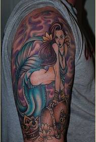 Fashion big arm beautiful mermaid tattoo pattern picture