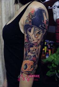 European and American pumpkin little witch flower arm tattoo pictures