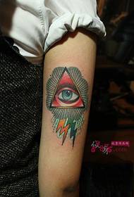 Dark cloud triangle eye arm tattoo picture