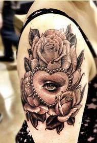 Personality fashion big arm beautiful love rose tattoo picture picture