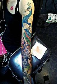 O imagine colorată cu model de tatuaj pe jumătate de lungime a fenixului