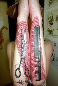 Hand special style professional scissors comb tattoo pattern picture