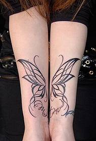 Gambar pola tato kupu-kupu totem pergelangan tangan yang indah