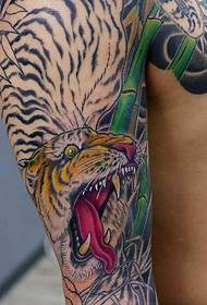 Zeer dominant gekleurd half tijger tattoo-patroon