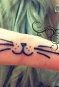 Meitene pirksts gudrs kaķis tetovējums modeli