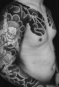Japāņu stila melnbaltie divkāršo tetovējumu attēli ir bezmaksas un viegli