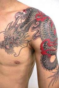 Classic traditional Chinese dragon half armor tattoo