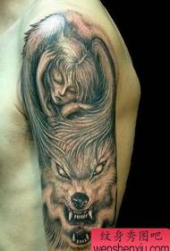Tattoo patroon: Angel Wolf tattoo patroon (klassiek)