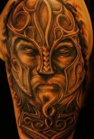 大きな腕バイキング戦士の肖像画のタトゥーパターン