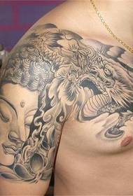 Asian classic half-frame tattoo