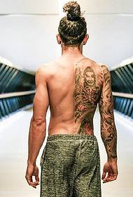 Alternative men's back half-neck tattoo pictures full of artistic sense