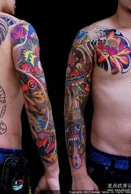 Half-bow tattoo pattern: color half-bow bala lotus tattoo pattern