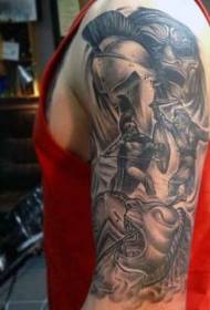 Arm ancient Greek mythology theme warrior black tattoo pattern