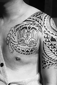 Black and white half-piece tattoo tattoo with masculine