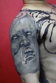 Very individual alternative half-piece totem tattoo