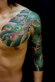 Good-looking half-blue dragon tattoo pattern