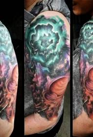 Shoulder color old comics like painted deep space tattoo pictures
