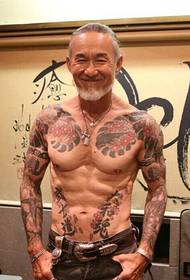 Handsome color double half armor tattoo pictures for the elderly