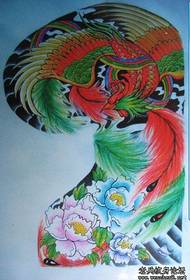 Wzór tatuażu Phoenix: Kolorowy wzór tatuażu pół cienia Phoenix
