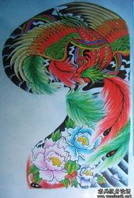 Phoenix Tattoo Pattern: Colorful Half Phoenix Shadow Tattoo Pattern