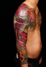 Cool and colorful half-cut squid tattoo tattoo