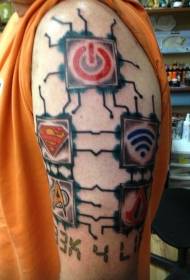Manlig skuldra färg geek tatuering bild