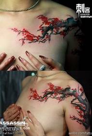 Delicate and beautiful plum tattoo pattern