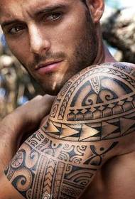 Super masculine black and white half armor tattoo