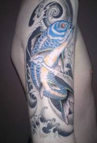 Blått koi tatoveringsmønster for fiskearm