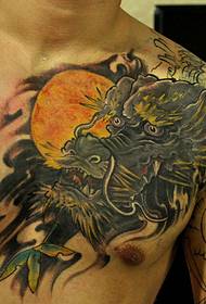 Domineering color evil dragon half armor tattoo pattern