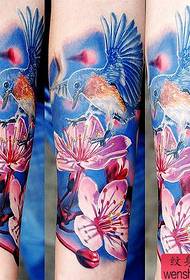 Arm Tattoo- ի ձև. Arm Color 3D Cherry Blossom Bird Tattoo Model