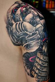 Mehanski vzorec tatoo na pol oklopa, poln moškega spola