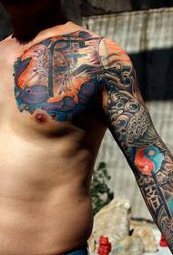 Wonderful and colorful colored half-length tattoo pattern