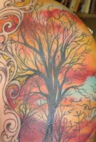 Shoulder color big tree totem tattoo picture