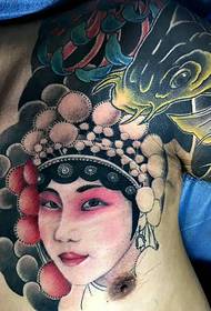 Antic patró tradicional de tatuatges de calamar i flors de mig coll