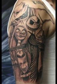 Bold realistic emnyama kunye emhlophe zombie ghost tattoo template