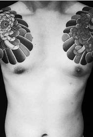 Crno-bijela dvostruka polovina oklopa tetovaža slika lijep šarm