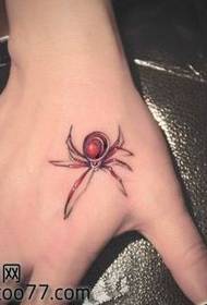 Beauty hand colored spider tattoo pattern