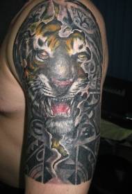 Modèle de tatouage avatar tigre couleur gros bras